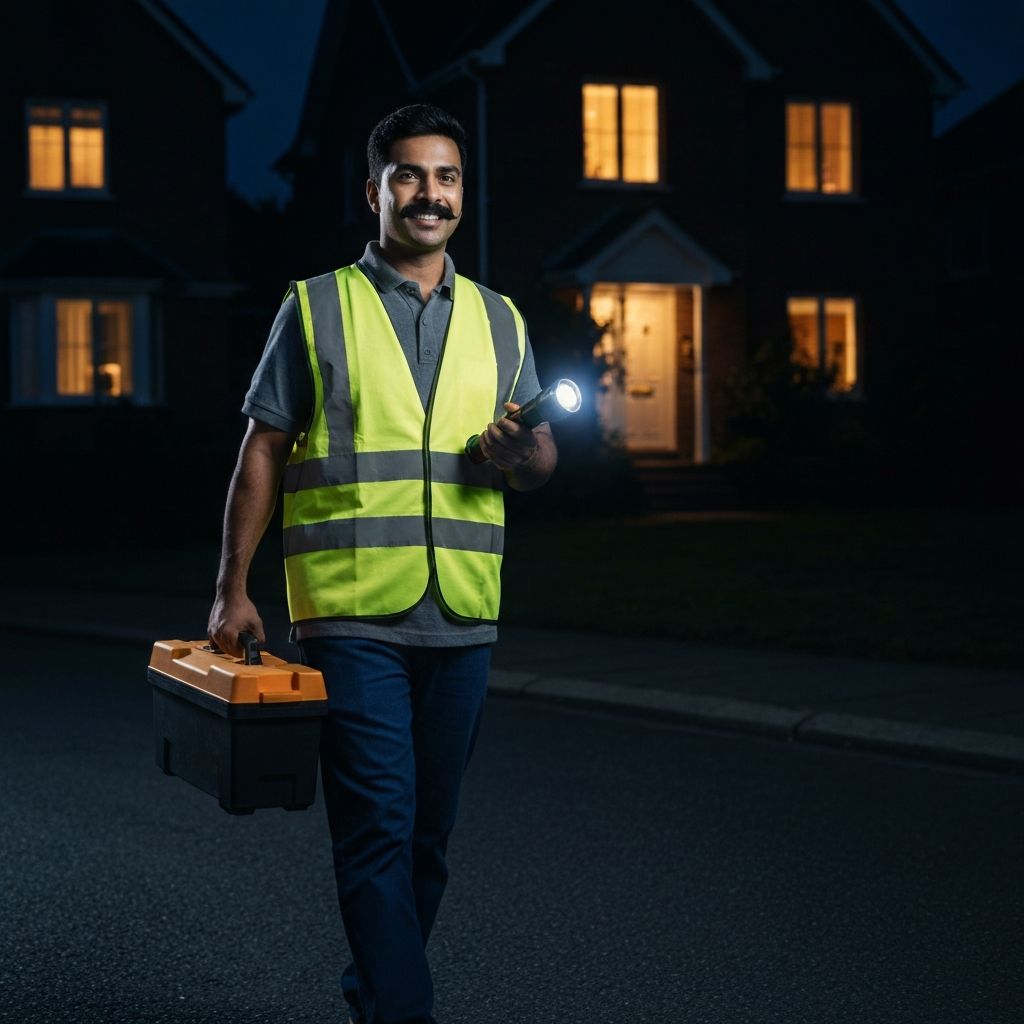 Electrician arriving for emergency night service in Gurgaon